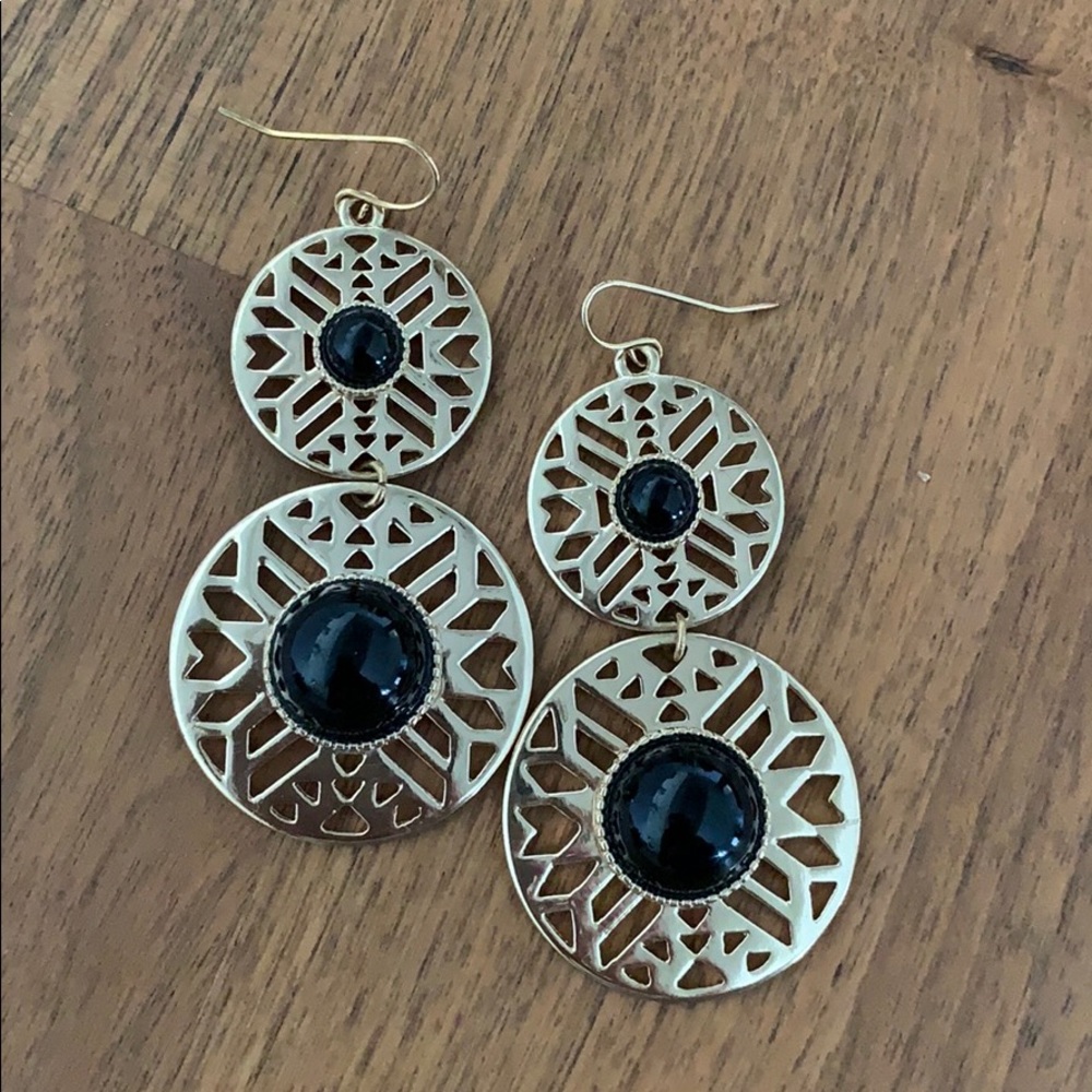 Gold tone/ black earrings
